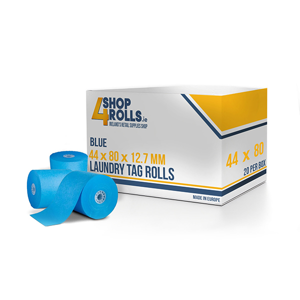 44mm x 80mm Dry Cleaning Tag Rolls - Blue - 20 Rolls per box